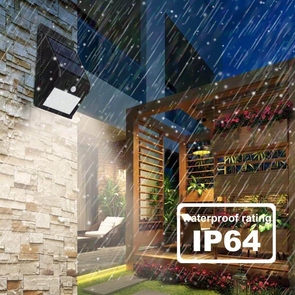 28 led solar wall light IP64 waterproof rating