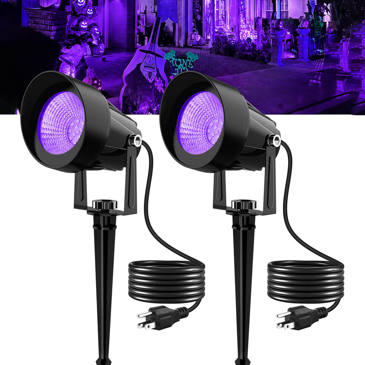 2-in-1 LED Landscape Spotlight 120° Wide Beam Waterproof Purple Outdoor Light for Halloween