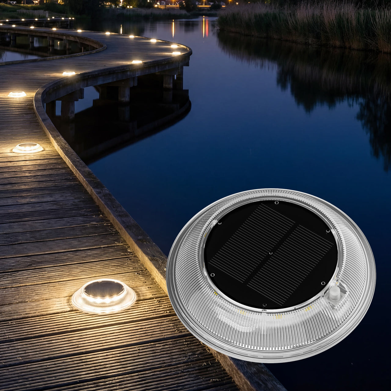 Three Color Modes Solar Dock Lights Driveway Deck Lights