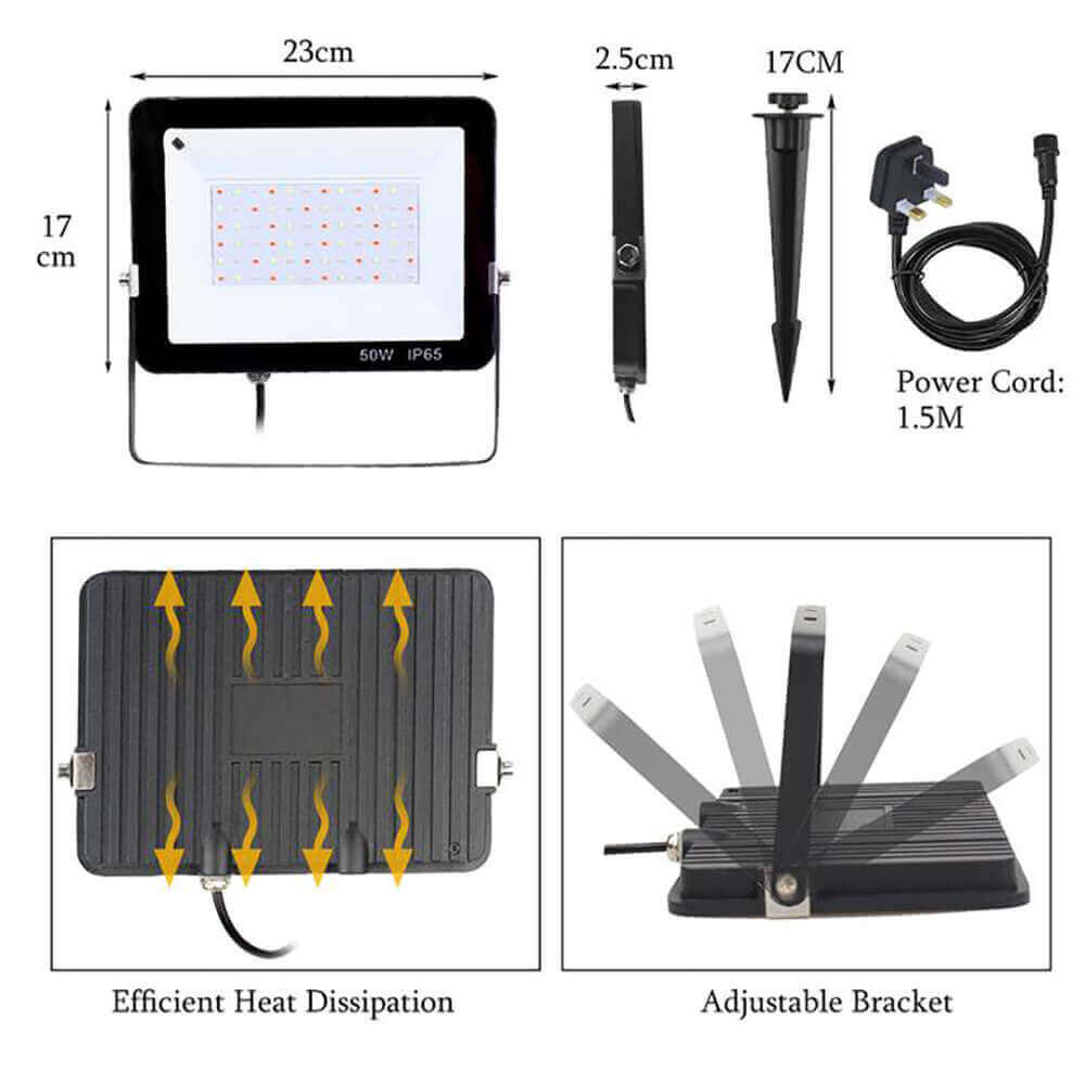 50W LED Flood Light Size, Efficient heat dissipation