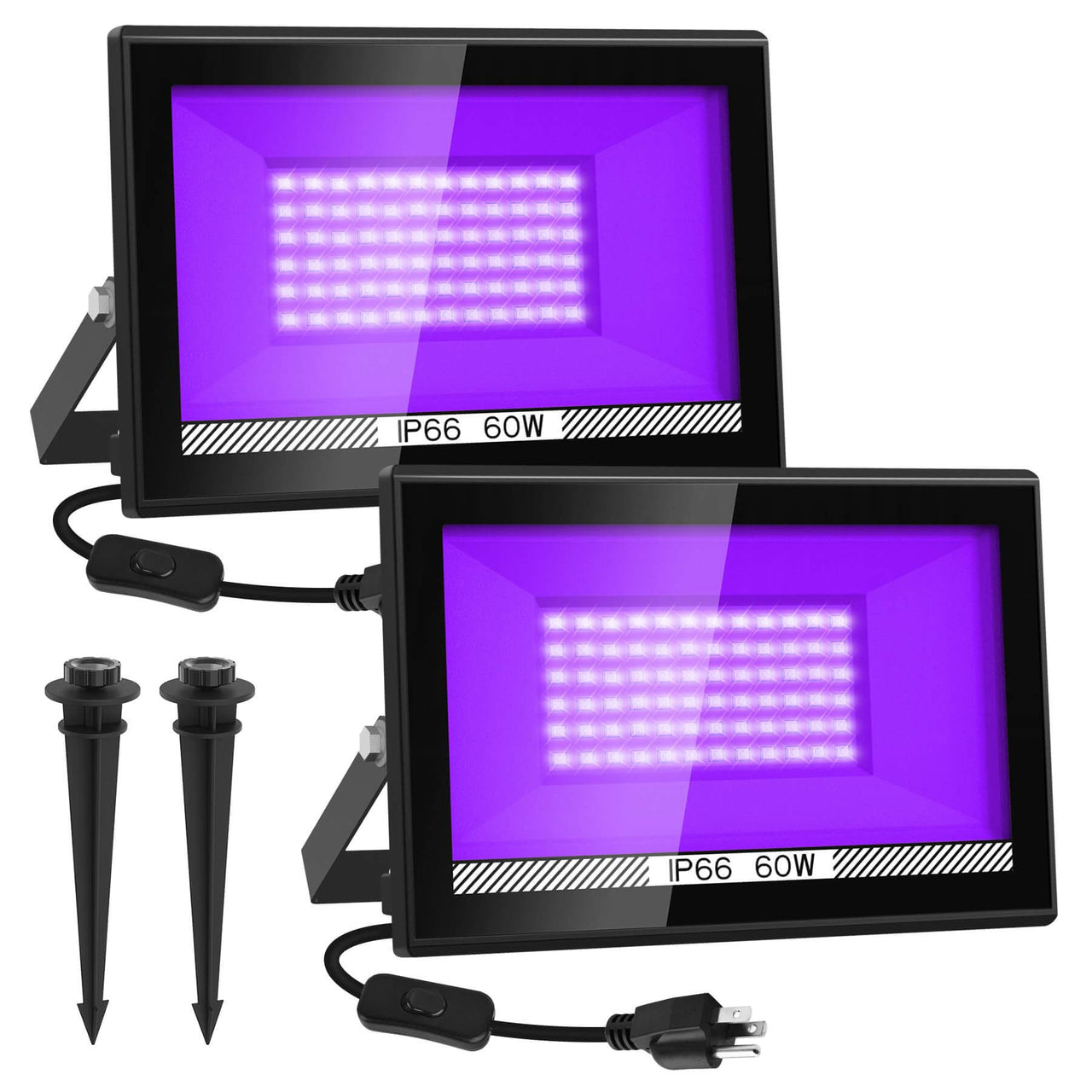 60W LED Blacklight with Plug Flood Light for Halloween