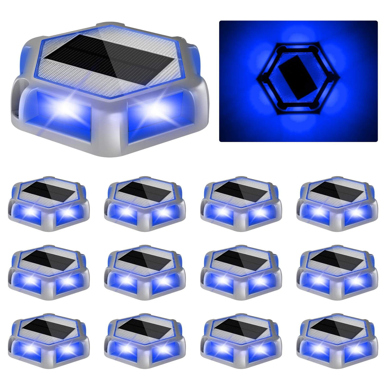 Blue Solar Dock Lights Driveway Deck Lights