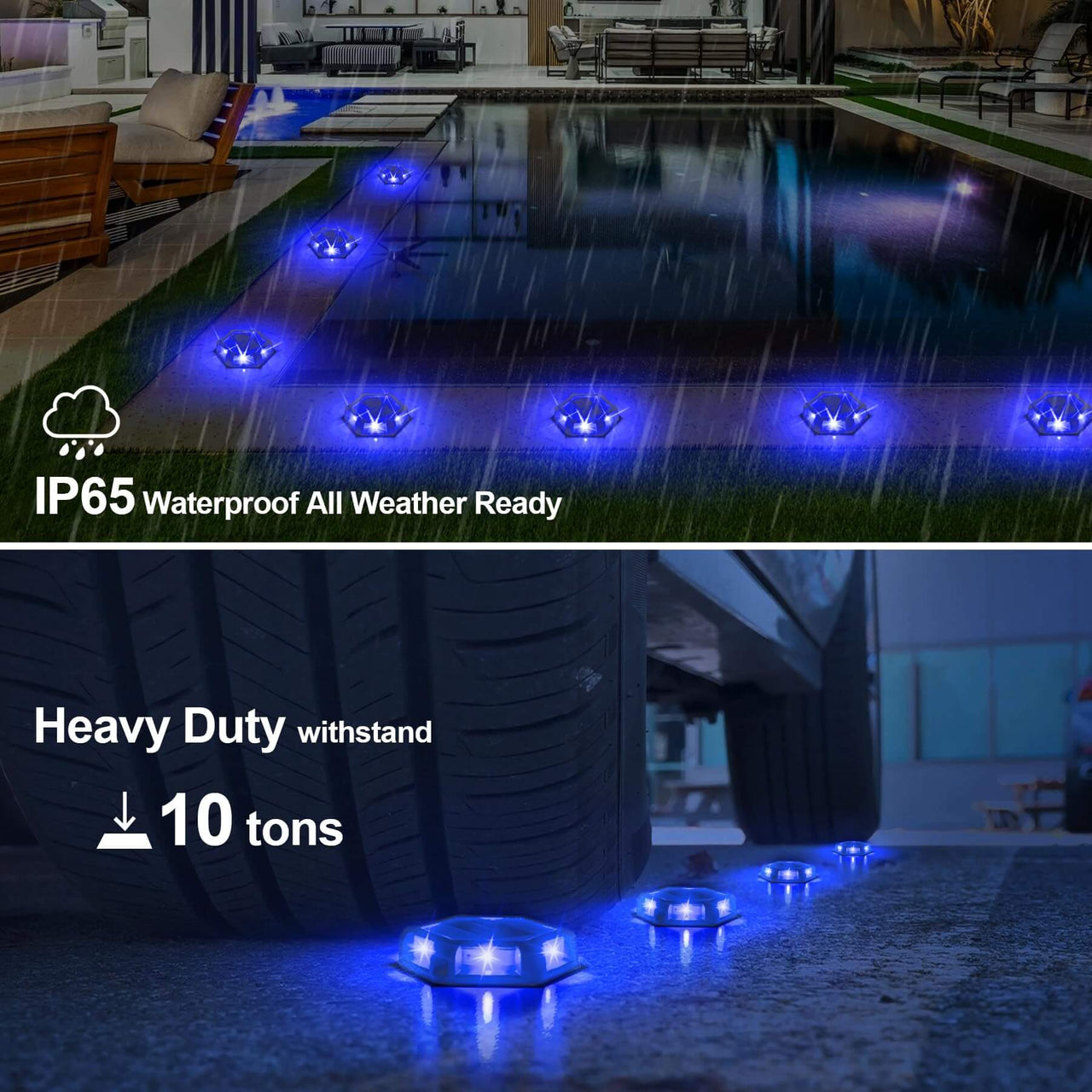 Blue Solar Dock Lights Driveway Deck Lights