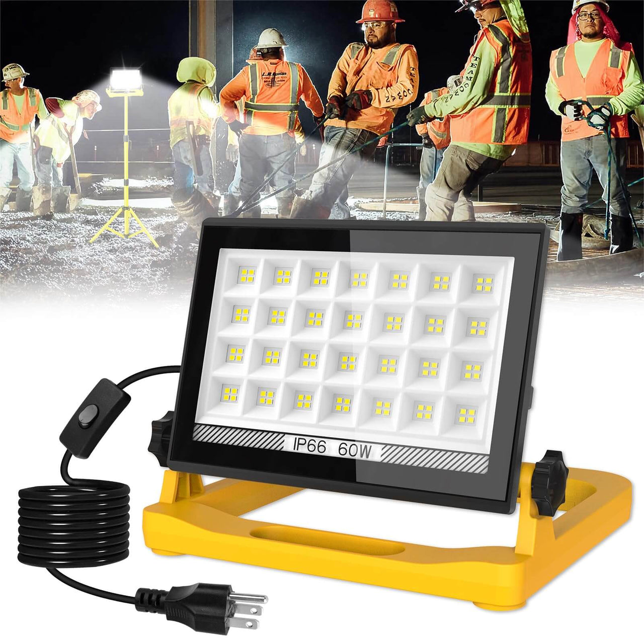 60W LED Work Light Fix The Stand Portable Work Light