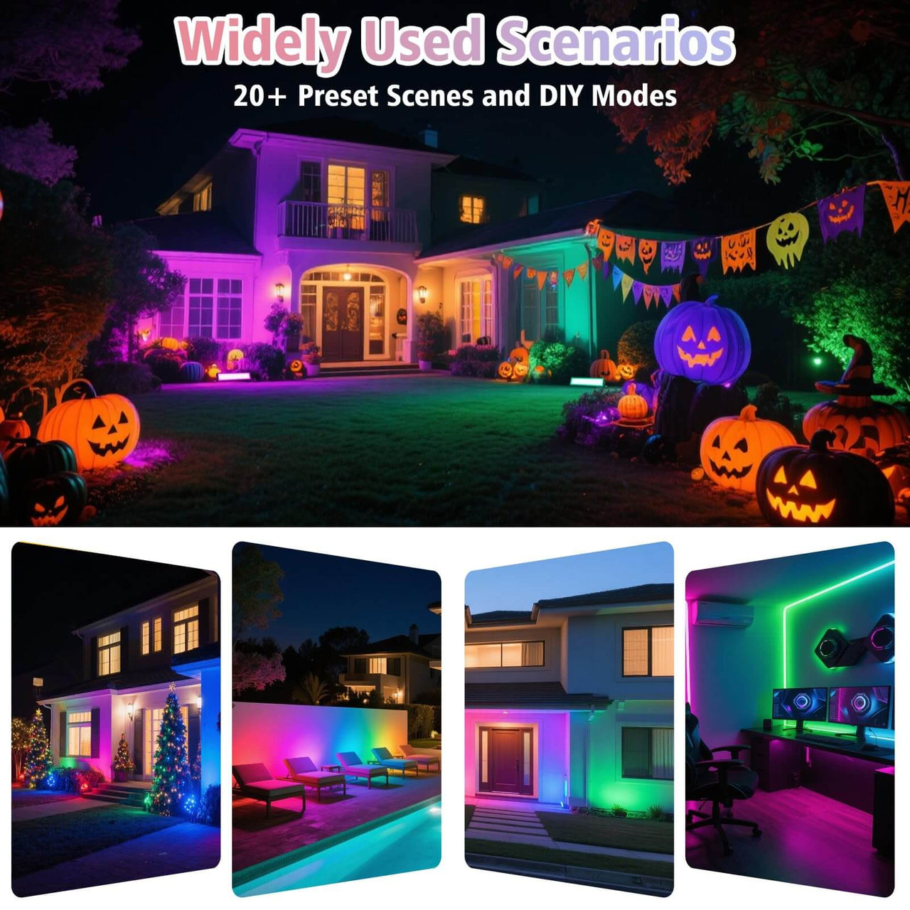 60W RGBCW LED Light Bar 22x22ft Area Strip Lights with App & Remote Control