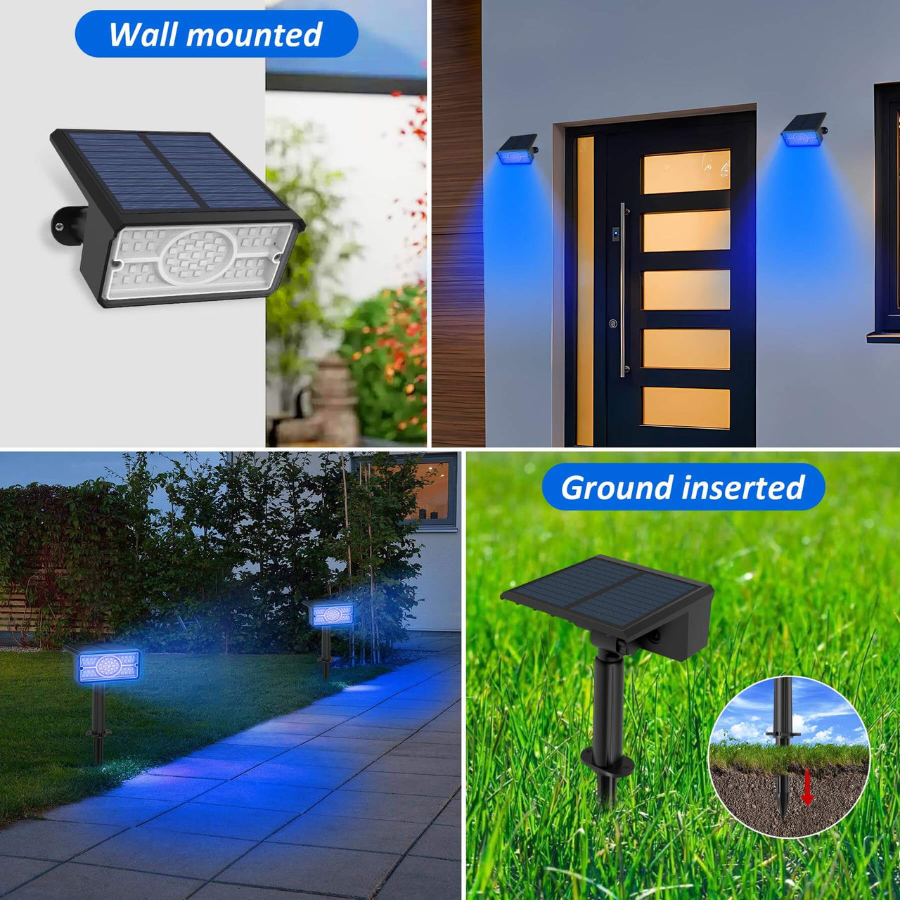 Blue Outdoor Solar Landscape Spot Lights 8 Pack