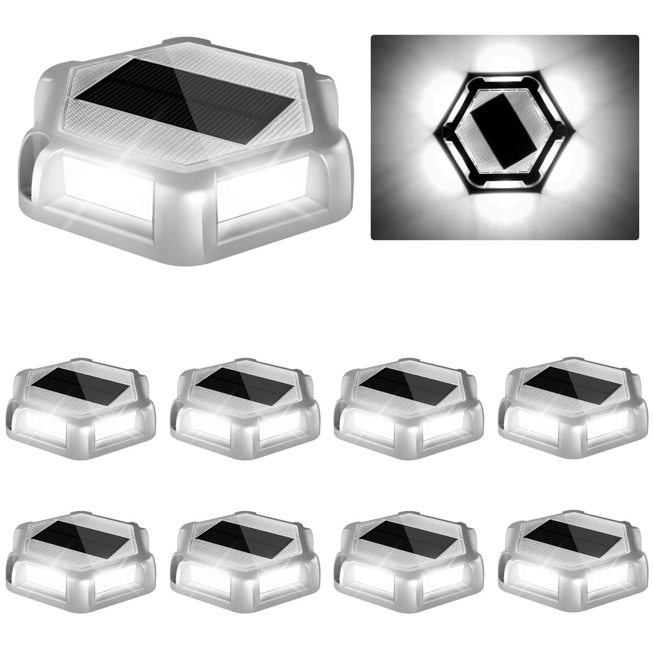 White Solar Dock Lights Aluminum Deck Lighting