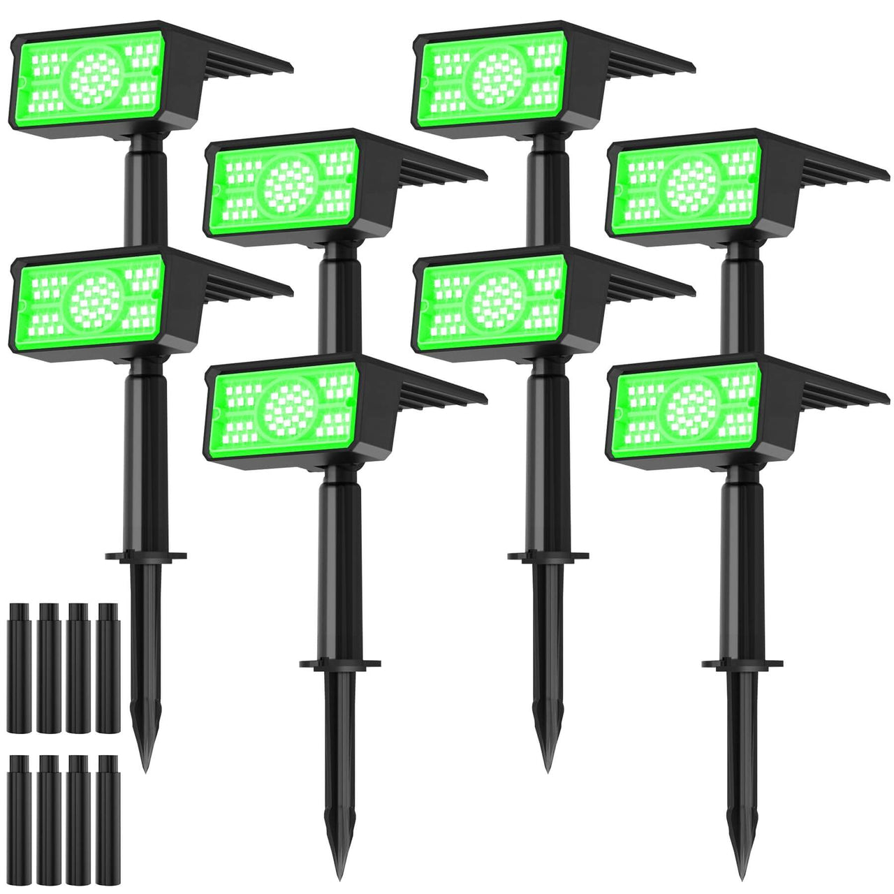 Green Outdoor Solar Landscape Spot Lights 8 Pack