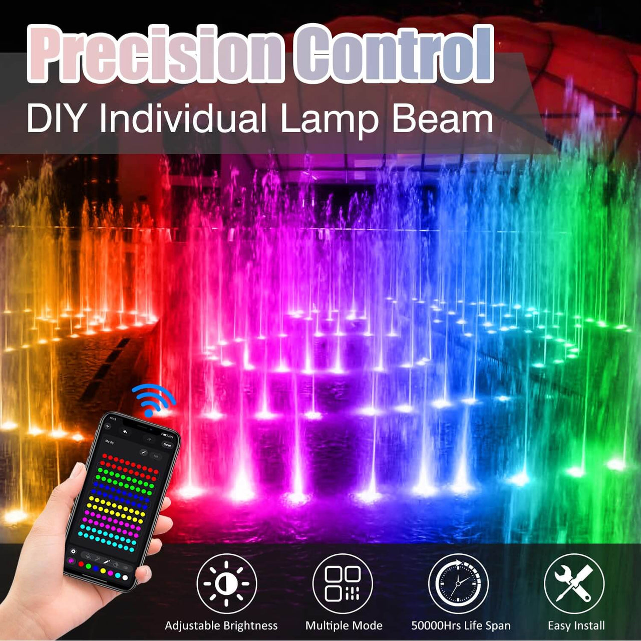 RGB Underwater Lights Submersible Bluetooth Pond Lights 4/6 LIghts