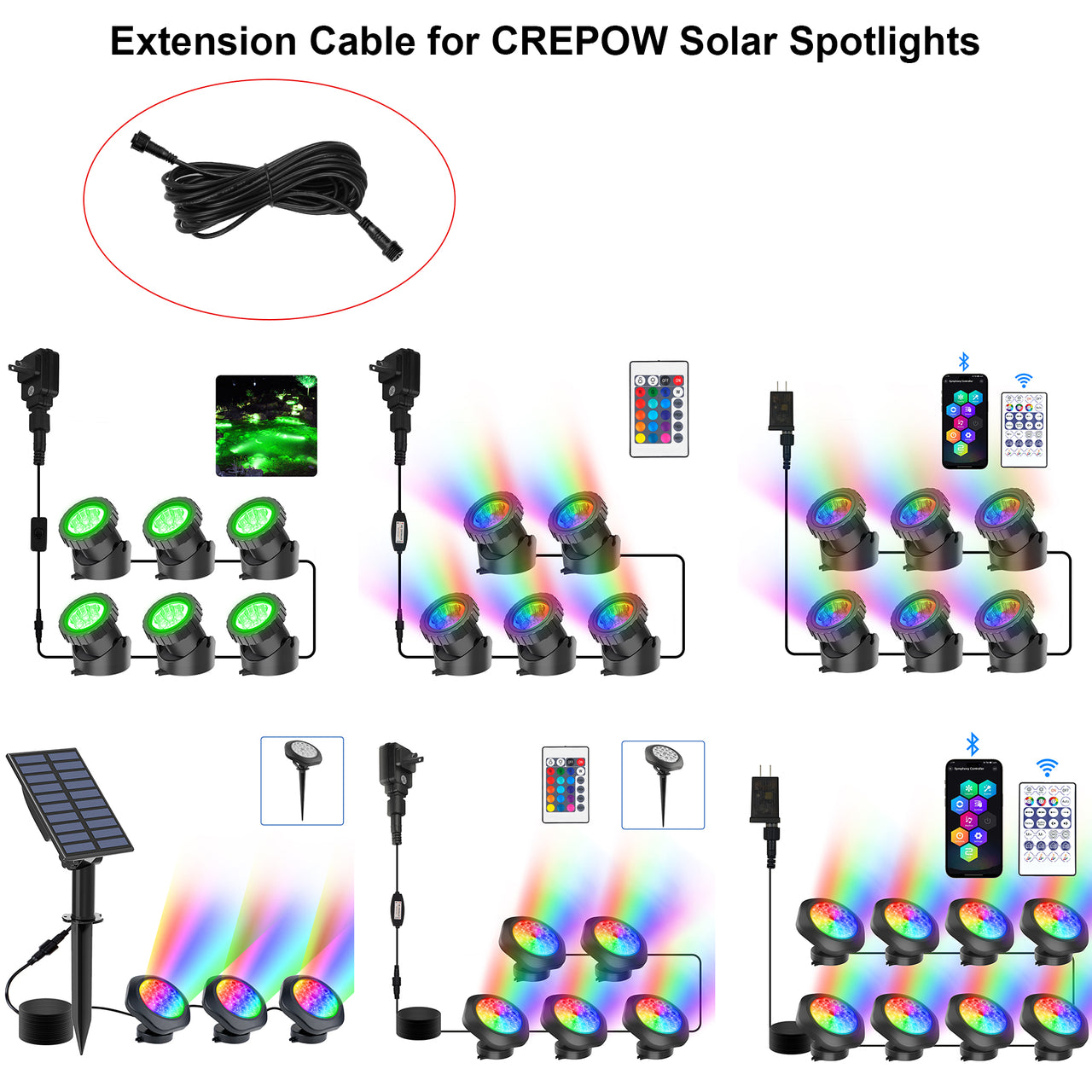 Solar pond lights Extension Cable Waterproof