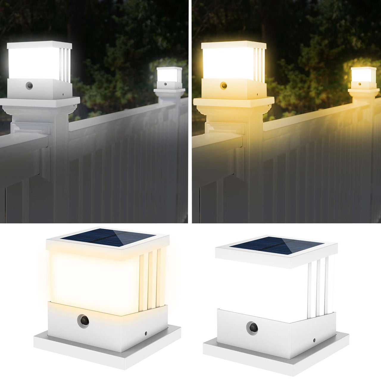 TSUN White Shell Solar Post Cap Lights 4x4 5x5