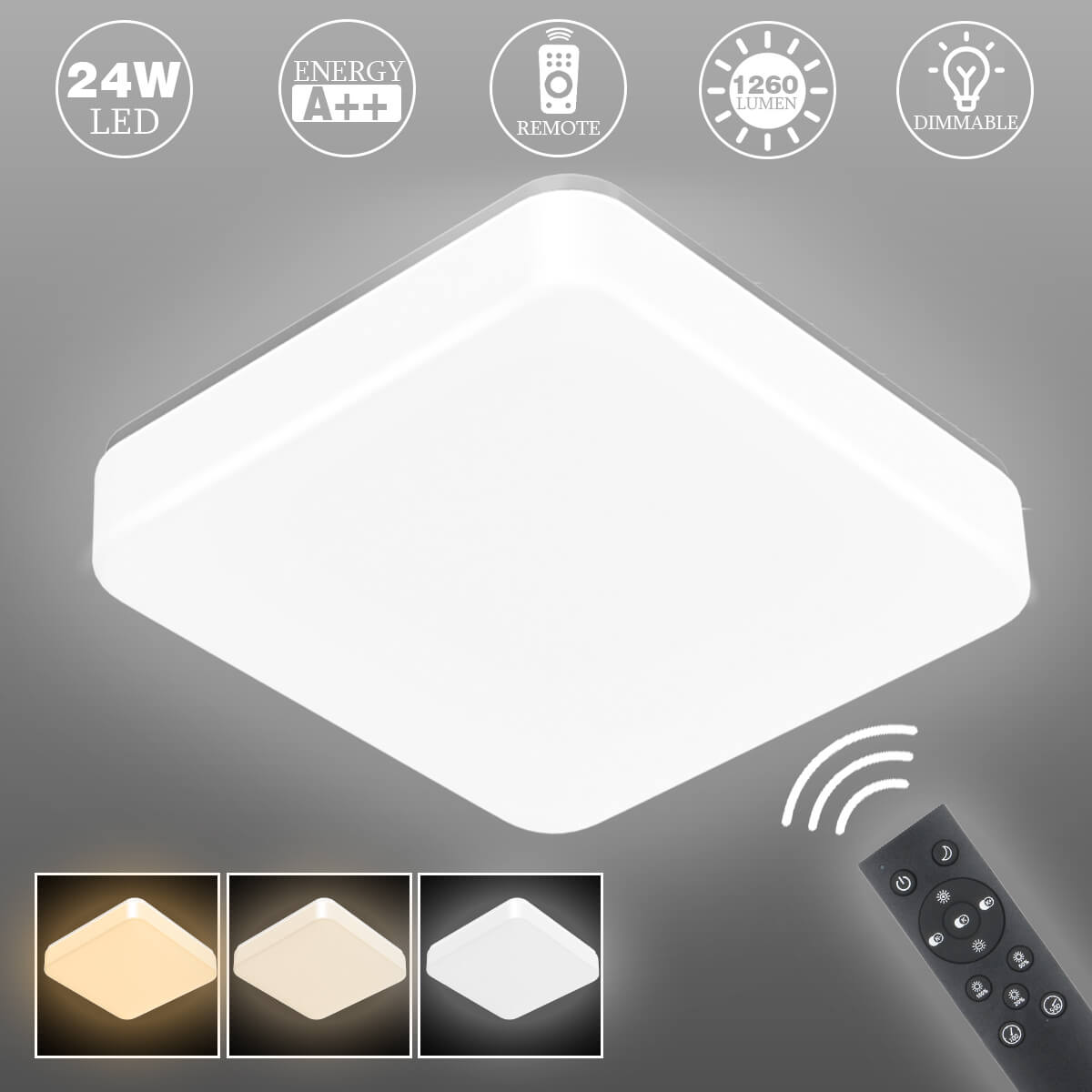 24W square LED ceiling light