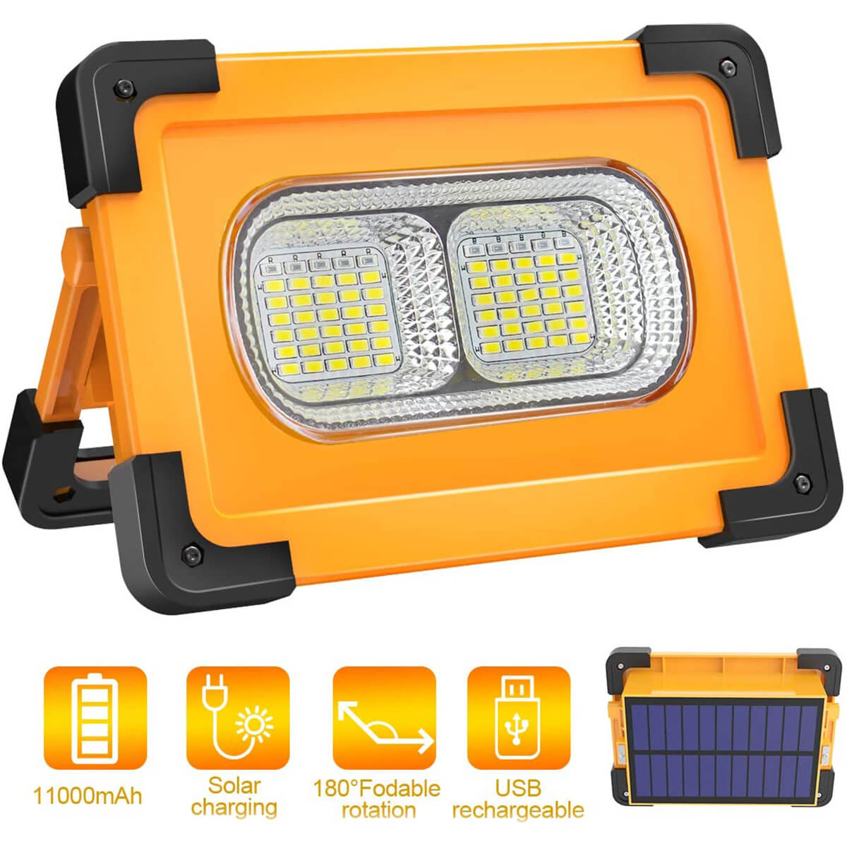 TSUN 80W Portable Work Light with Solar Panel