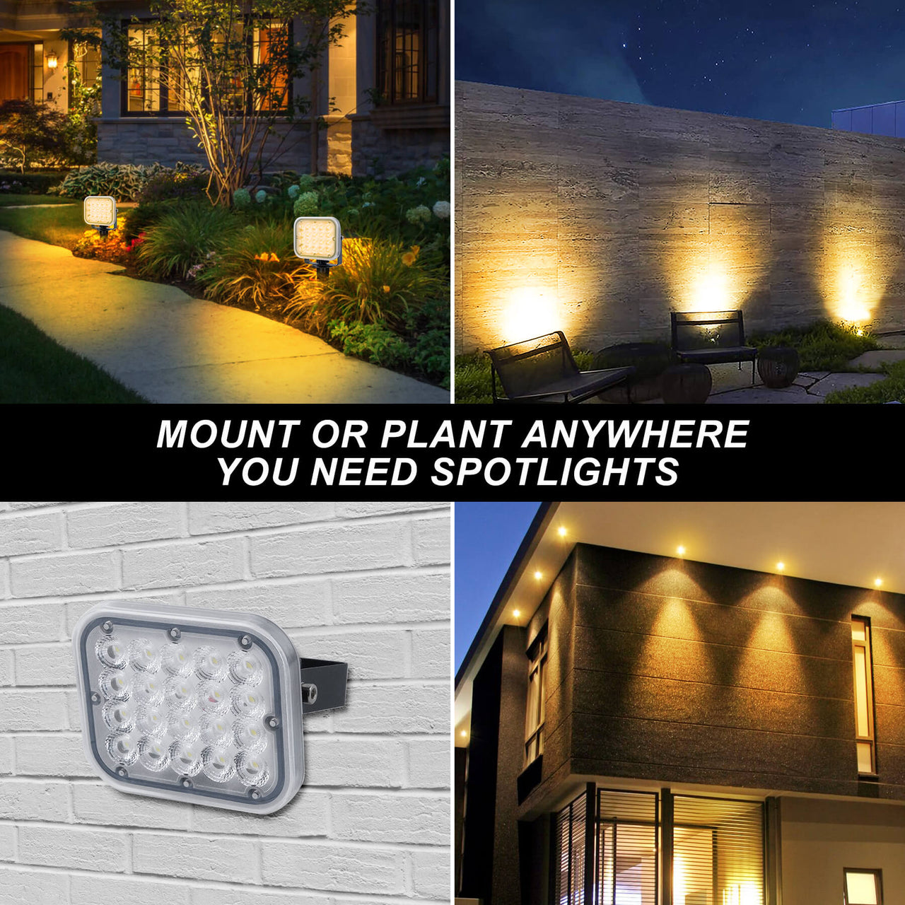 TSUN 20 LEDs 4-in-1 Solar Landscape Spotlights Warm White