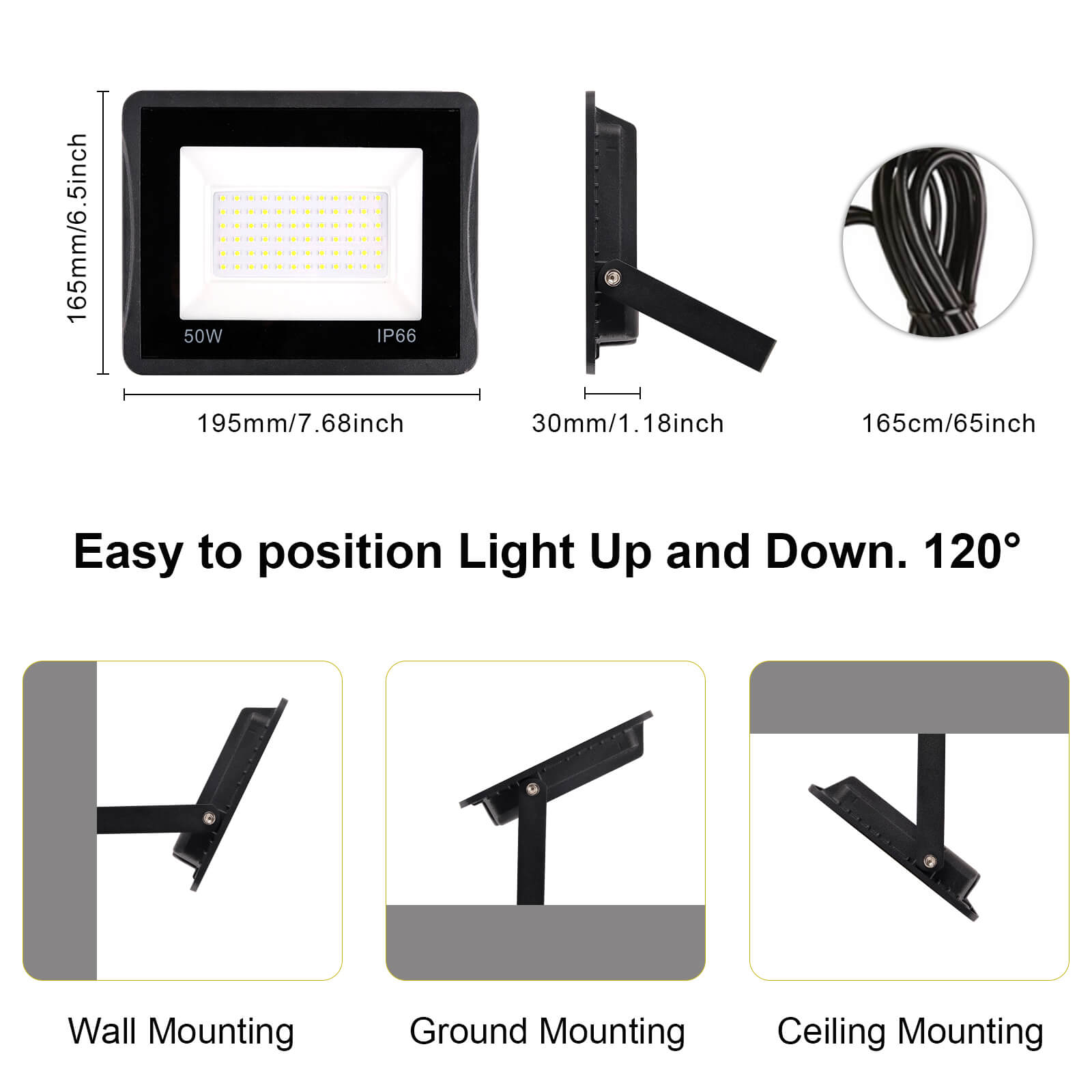 50W Led Flood Light Size