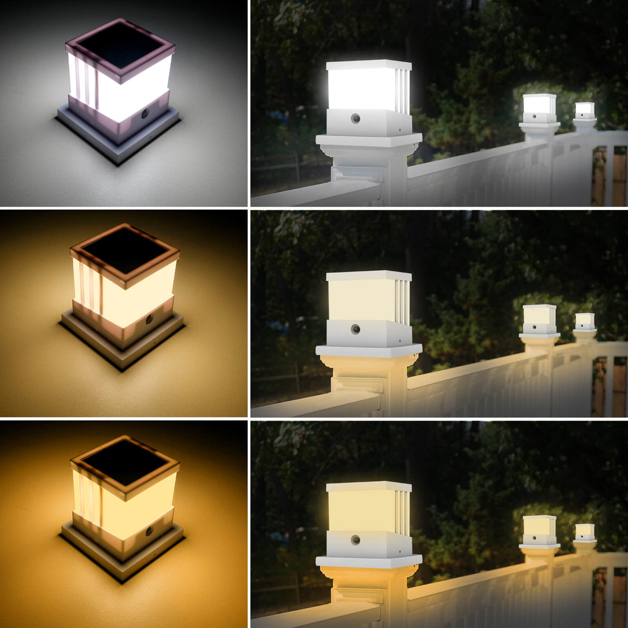 TSUN White Shell Solar Post Cap Lights 4x4 5x5