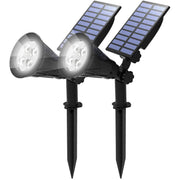 White 4 LEDs Solar Spotlight 2 Pack