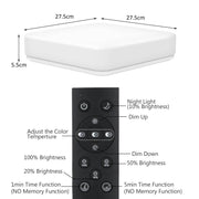 Square LED ceiling light size