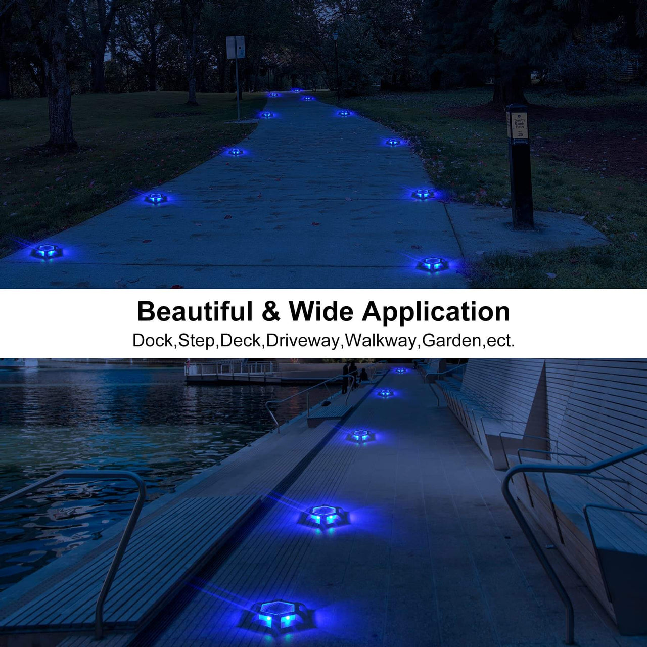 TSUN Black Shell Blue Solar Deck Lights